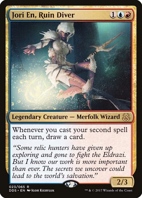 Jori En, Ruin Diver, carta Magic di tipo Legendary Creature — Merfolk Wizard illustrata da Igor Kieryluk