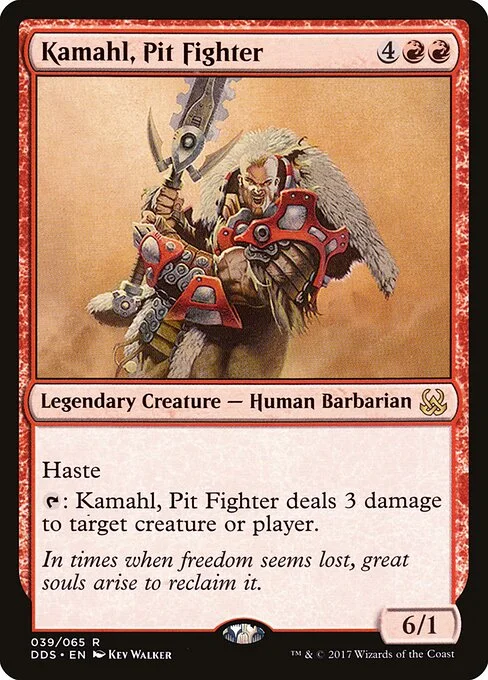Kamahl, Pit Fighter, carta Magic di tipo Legendary Creature — Human Barbarian illustrata da Kev Walker