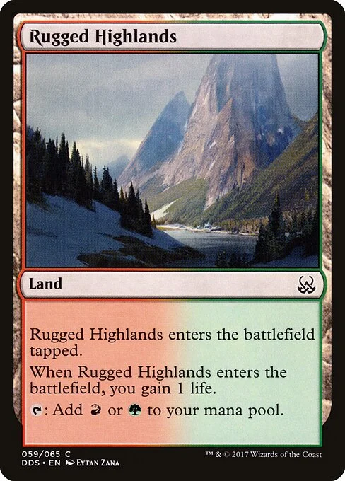 Rugged Highlands, carta Magic di tipo Land illustrata da Eytan Zana
