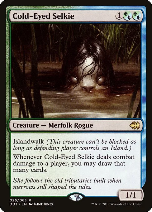 Cold-Eyed Selkie, carta Magic di tipo Creature — Merfolk Rogue illustrata da Jaime Jones