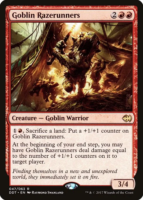 Goblin Razerunners, carta Magic di tipo Creature — Goblin Warrior illustrata da Raymond Swanland