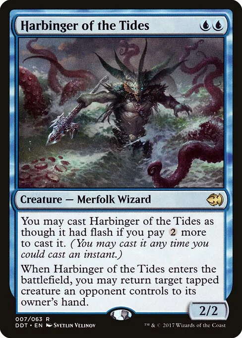 Harbinger of the Tides, carta Magic di tipo Creature — Merfolk Wizard illustrata da Svetlin Velinov