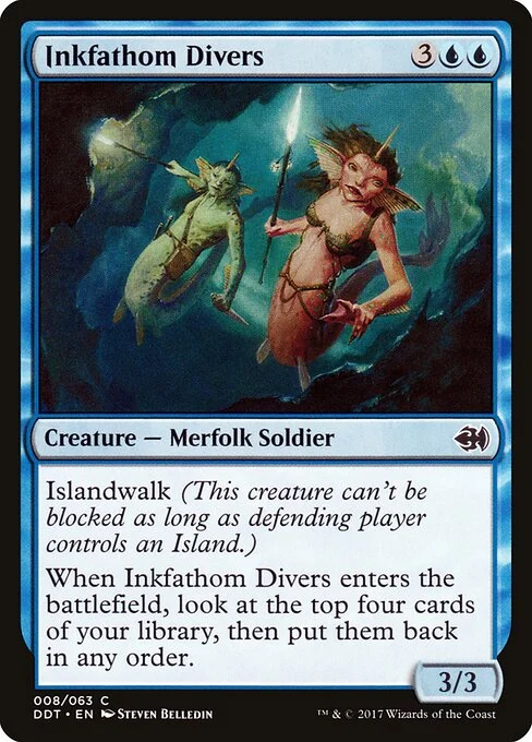 Inkfathom Divers, carta Magic di tipo Creature — Merfolk Soldier illustrata da Steven Belledin