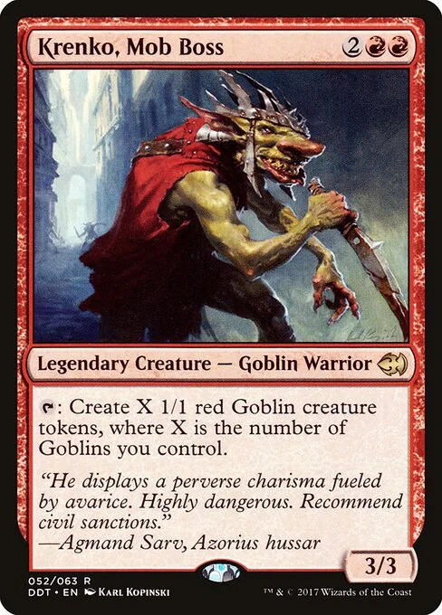 Krenko, Mob Boss, carta Magic di tipo Legendary Creature — Goblin Warrior illustrata da Karl Kopinski