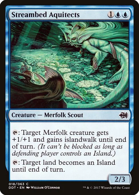 Streambed Aquitects, carta Magic di tipo Creature — Merfolk Scout illustrata da William O'Connor