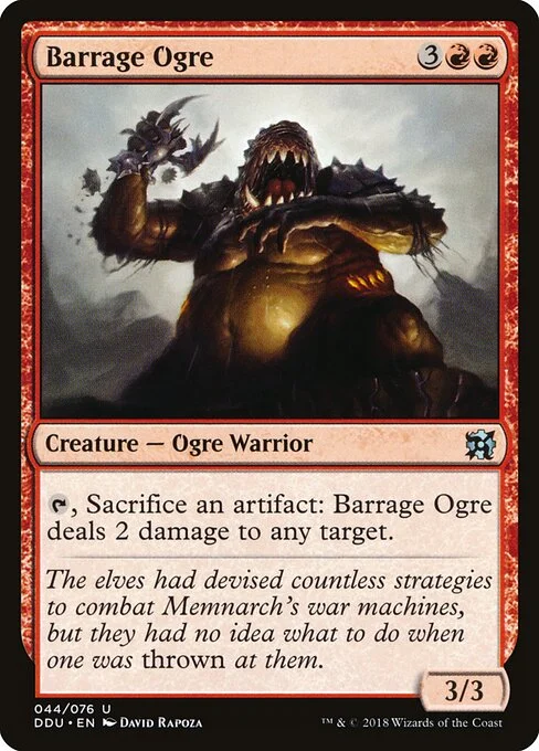 Barrage Ogre, carta Magic di tipo Creature — Ogre Warrior illustrata da David Rapoza