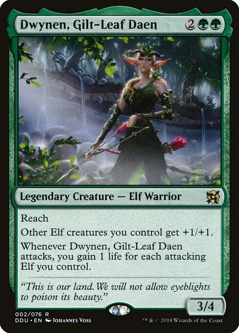 Dwynen, Gilt-Leaf Daen, carta Magic di tipo Legendary Creature — Elf Warrior illustrata da Johannes Voss