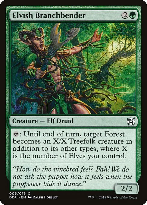 Elvish Branchbender, carta Magic di tipo Creature — Elf Druid illustrata da Ralph Horsley