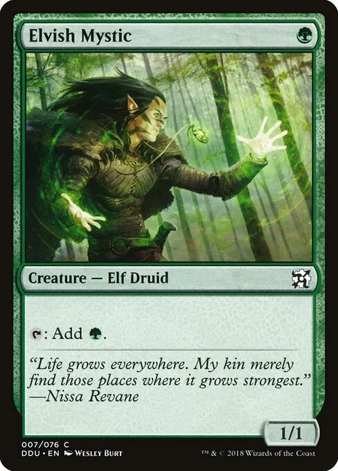 Elvish Mystic, carta Magic di tipo Creature — Elf Druid illustrata da Wesley Burt