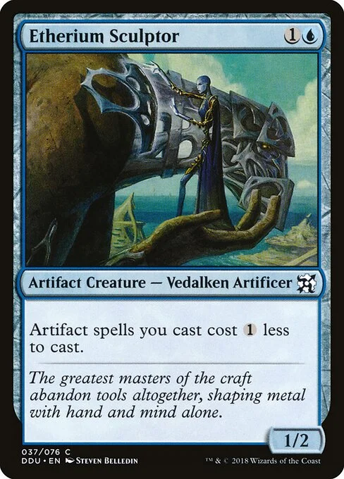 Etherium Sculptor, carta Magic di tipo Artifact Creature — Vedalken Artificer illustrata da Steven Belledin