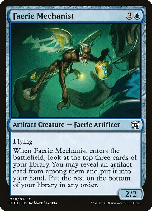Faerie Mechanist, carta Magic di tipo Artifact Creature — Faerie Artificer illustrata da Matt Cavotta