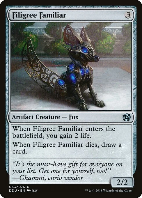 Filigree Familiar, carta Magic di tipo Artifact Creature — Fox illustrata da Izzy
