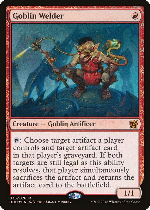 Goblin Welder, carta Magic di tipo Creature — Goblin Artificer illustrata da Victor Adame Minguez