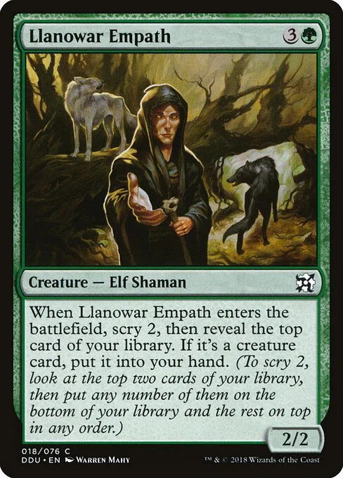 Llanowar Empath, carta Magic di tipo Creature — Elf Shaman illustrata da Warren Mahy