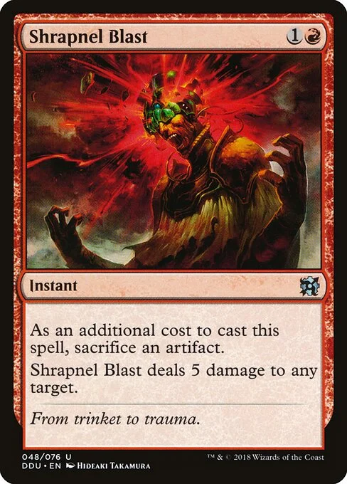 Shrapnel Blast, carta Magic di tipo Instant illustrata da Hideaki Takamura