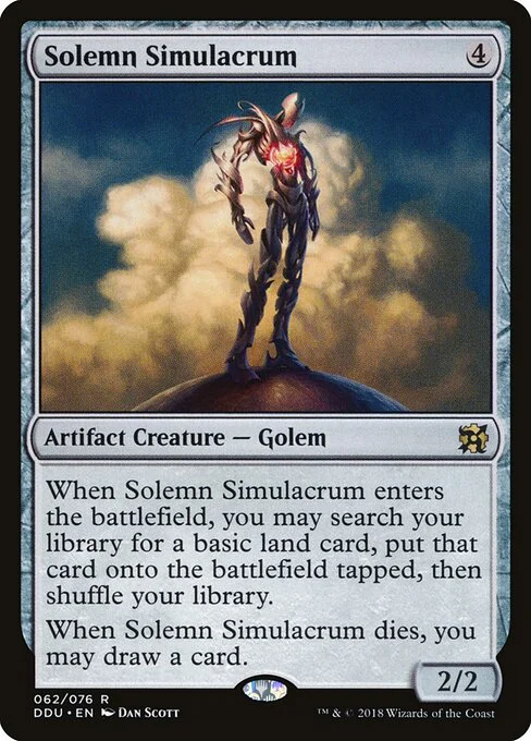 Solemn Simulacrum, carta Magic di tipo Artifact Creature — Golem illustrata da Dan Murayama Scott