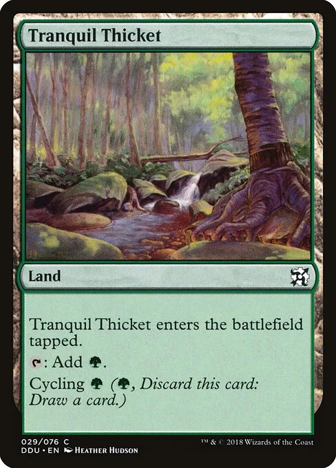 Tranquil Thicket, carta Magic di tipo Land illustrata da Heather Hudson