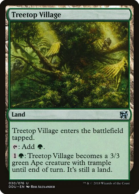 Treetop Village, carta Magic di tipo Land illustrata da Rob Alexander