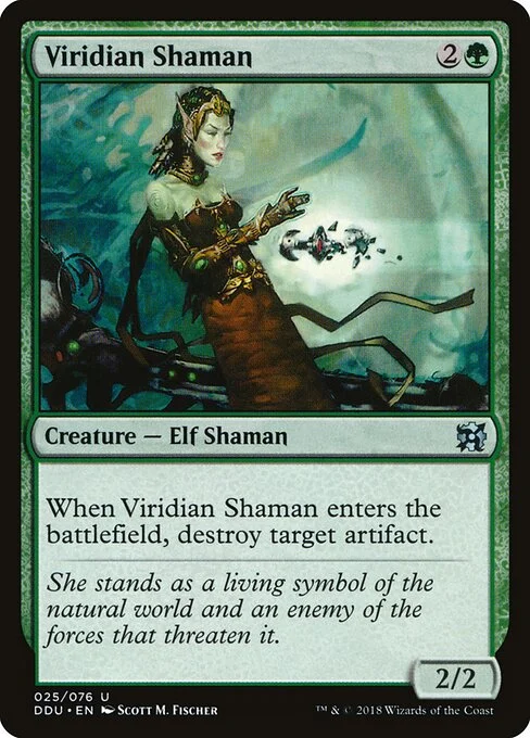 Viridian Shaman, carta Magic di tipo Creature — Elf Shaman illustrata da Scott M. Fischer