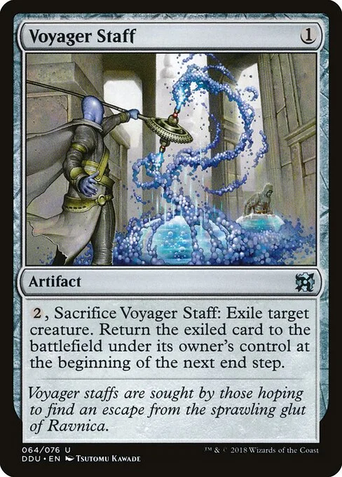 Voyager Staff, carta Magic di tipo Artifact illustrata da Tsutomu Kawade