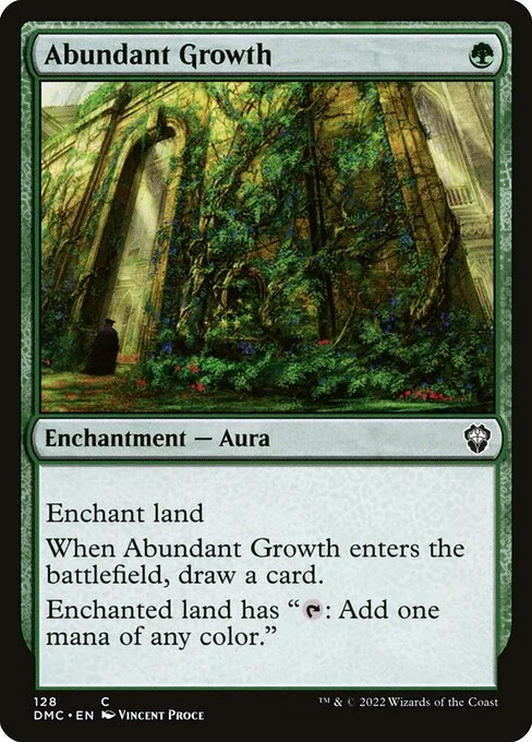 Abundant Growth, carta Magic di tipo Enchantment — Aura illustrata da Vincent Proce