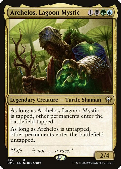 Archelos, Lagoon Mystic, carta Magic di tipo Legendary Creature — Turtle Shaman illustrata da Dan Murayama Scott