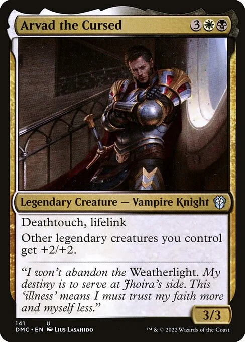 Arvad the Cursed, carta Magic di tipo Legendary Creature — Vampire Knight illustrata da Lius Lasahido