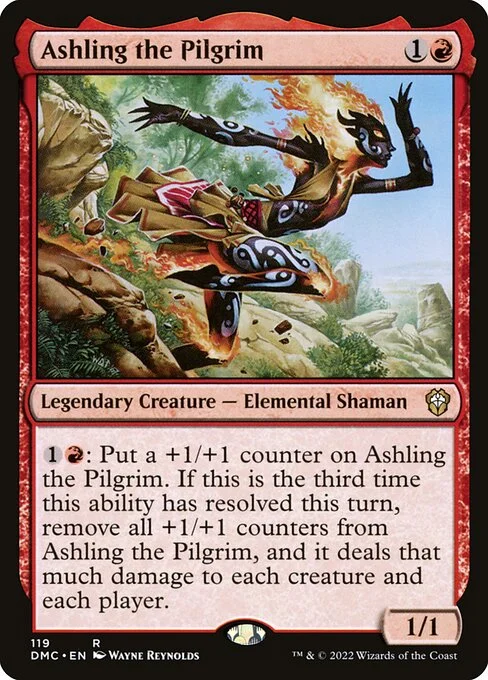 Ashling the Pilgrim, carta Magic di tipo Legendary Creature — Elemental Shaman illustrata da Wayne Reynolds