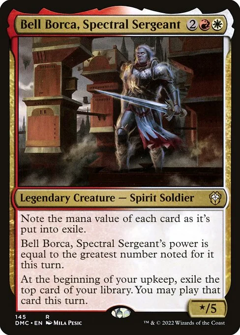 Bell Borca, Spectral Sergeant, carta Magic di tipo Legendary Creature — Spirit Soldier illustrata da Mila Pesic