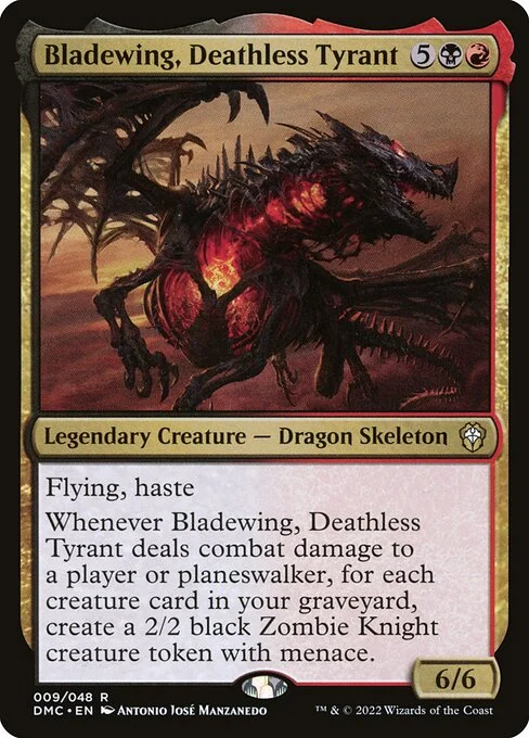Bladewing, Deathless Tyrant, carta Magic di tipo Legendary Creature — Dragon Skeleton illustrata da Antonio José Manzanedo