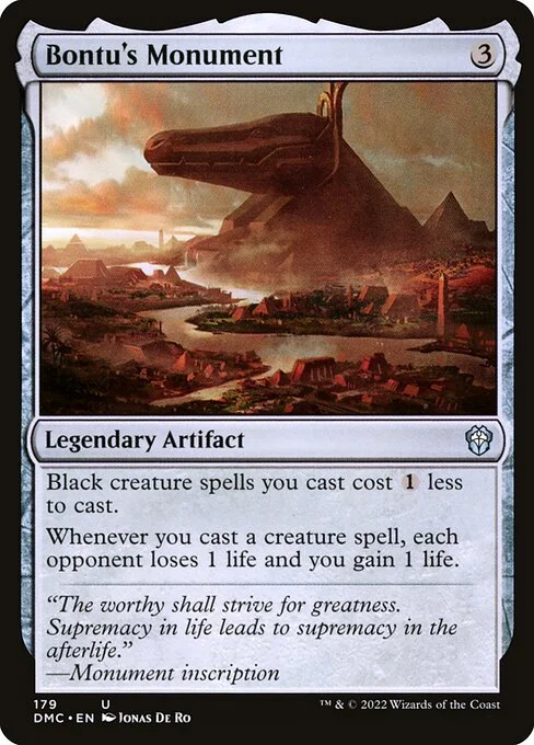 Bontu's Monument, carta Magic di tipo Legendary Artifact illustrata da Jonas De Ro