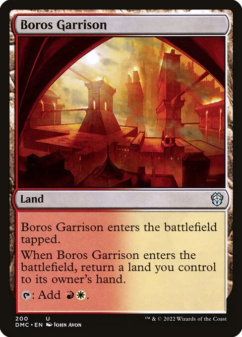 Boros Garrison, carta Magic di tipo Land illustrata da John Avon