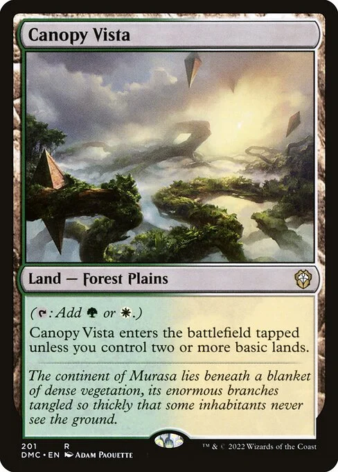 Canopy Vista, carta Magic di tipo Land — Forest Plains illustrata da Adam Paquette