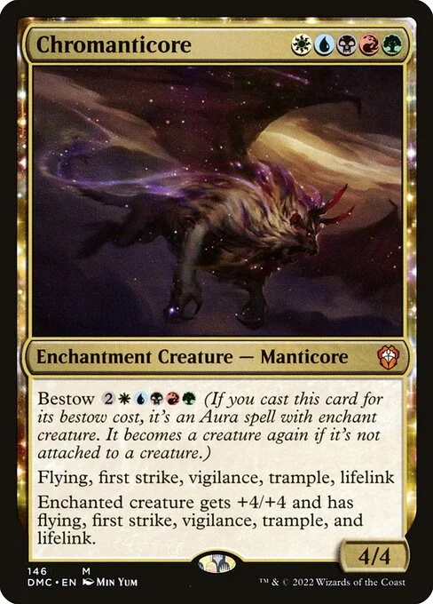 Chromanticore, carta Magic di tipo Enchantment Creature — Manticore illustrata da Min Yum