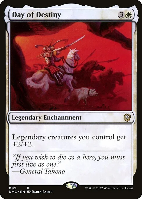 Day of Destiny, carta Magic di tipo Legendary Enchantment illustrata da Daren Bader