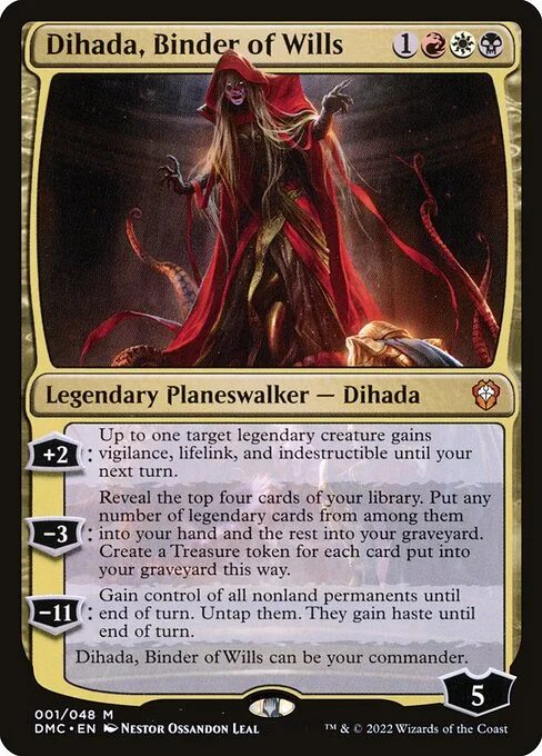 Dihada, Binder of Wills, carta Magic di tipo Legendary Planeswalker — Dihada illustrata da Néstor Ossandón Leal