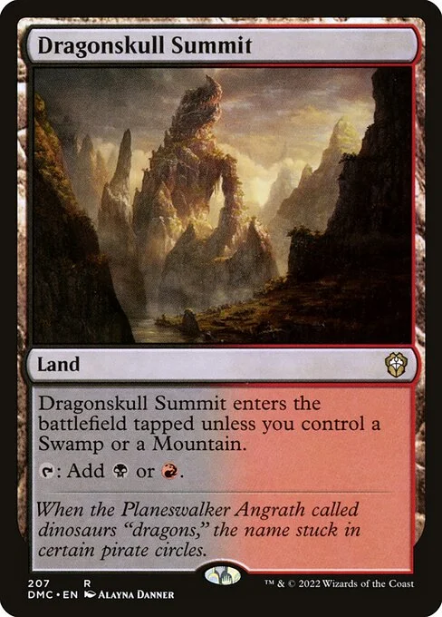 Dragonskull Summit, carta Magic di tipo Land illustrata da Alayna Danner