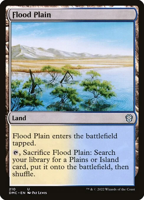 Flood Plain, carta Magic di tipo Land illustrata da Pat Lewis