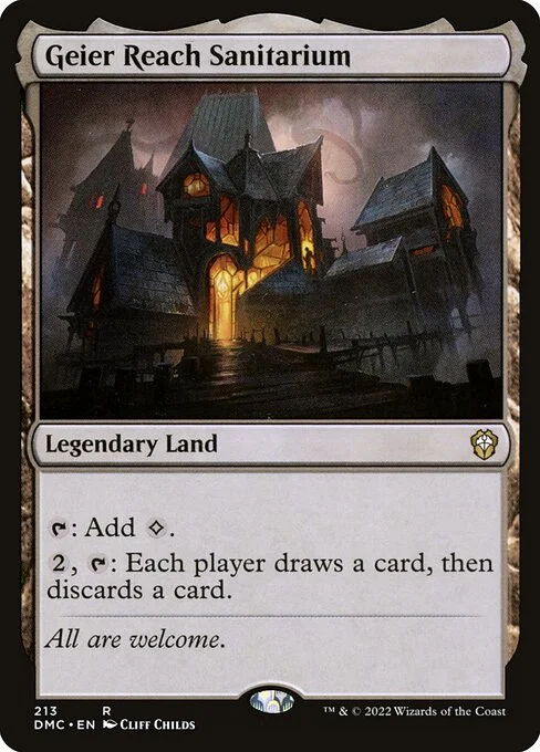 Geier Reach Sanitarium, carta Magic di tipo Legendary Land illustrata da Cliff Childs