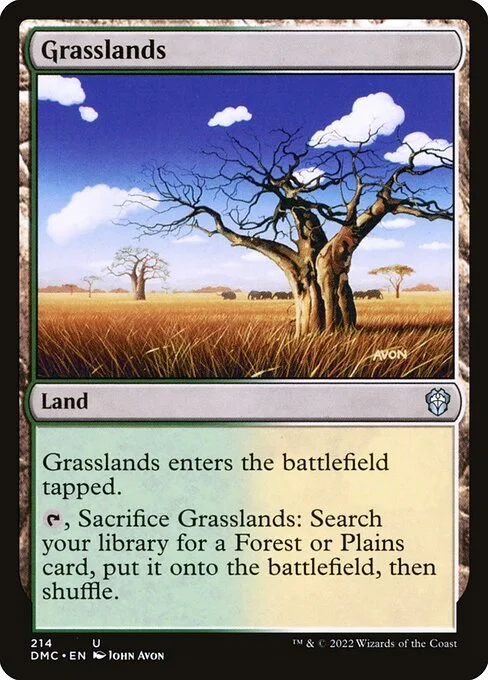 Grasslands, carta Magic di tipo Land illustrata da John Avon