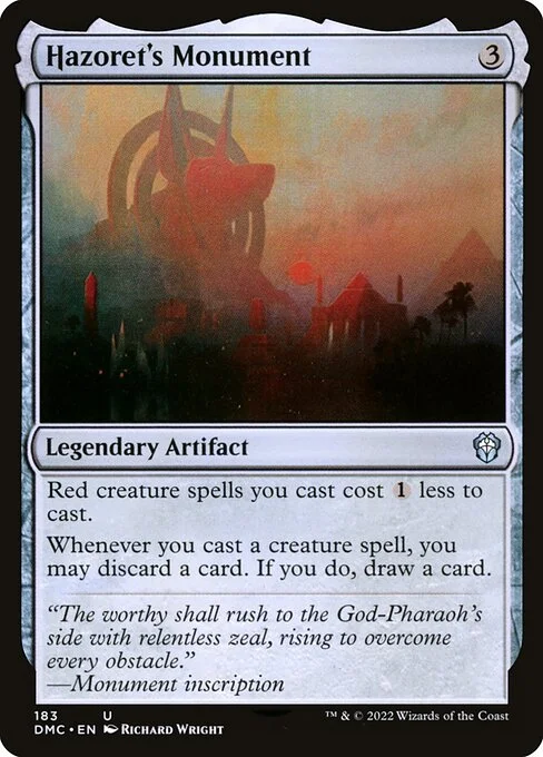 Hazoret's Monument, carta Magic di tipo Legendary Artifact illustrata da Richard Wright
