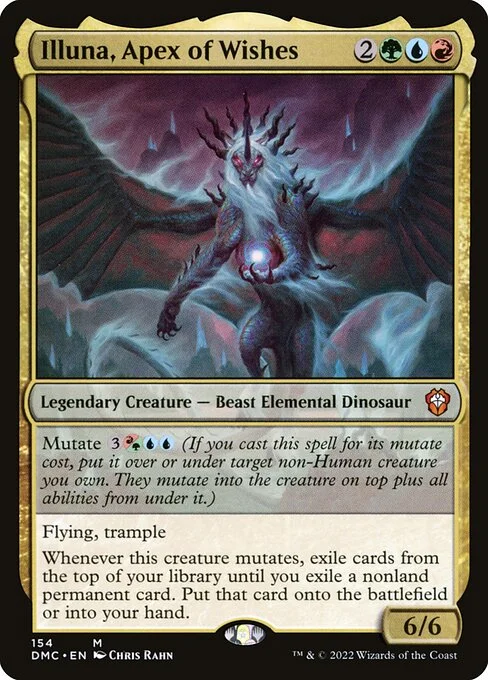 Illuna, Apex of Wishes, carta Magic di tipo Legendary Creature — Beast Elemental Dinosaur illustrata da Chris Rahn