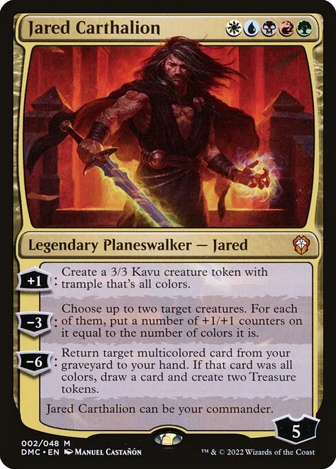 Jared Carthalion, carta Magic di tipo Legendary Planeswalker — Jared illustrata da Manuel Castañón