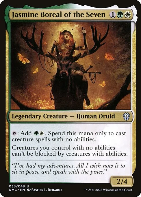 Jasmine Boreal of the Seven, carta Magic di tipo Legendary Creature — Human Druid illustrata da Bastien L. Deharme