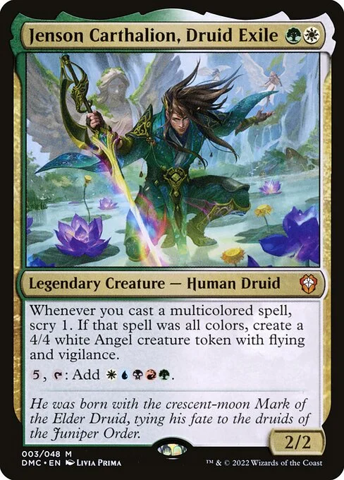 Jenson Carthalion, Druid Exile, carta Magic di tipo Legendary Creature — Human Druid illustrata da Livia Prima
