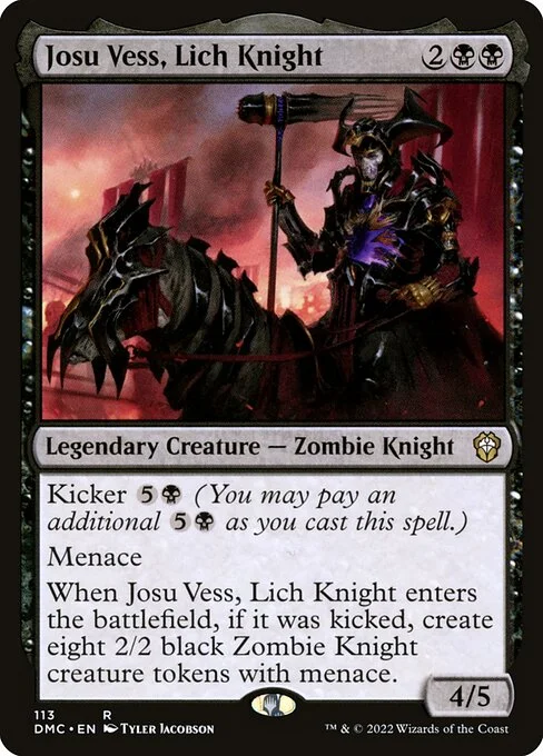 Josu Vess, Lich Knight, carta Magic di tipo Legendary Creature — Zombie Knight illustrata da Tyler Jacobson