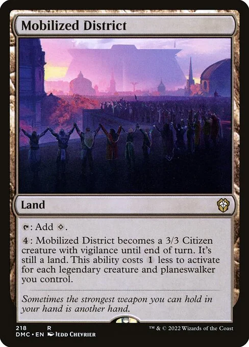 Mobilized District, carta Magic di tipo Land illustrata da Jedd Chevrier