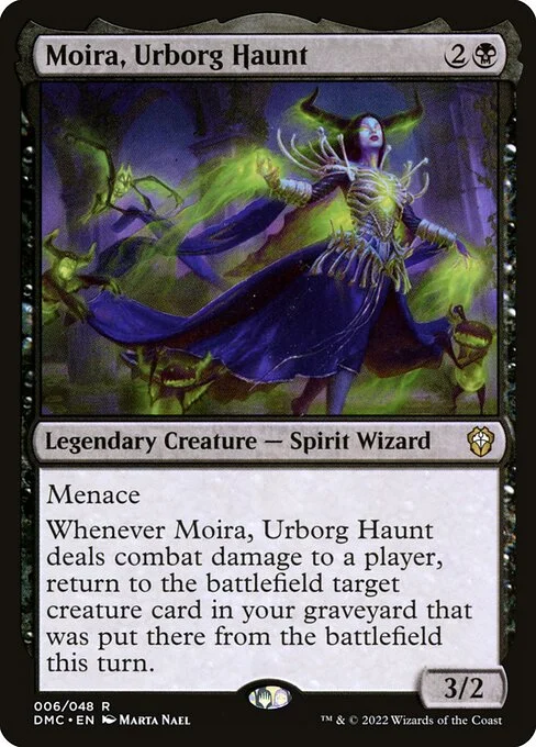 Moira, Urborg Haunt, carta Magic di tipo Legendary Creature — Spirit Wizard illustrata da Marta Nael