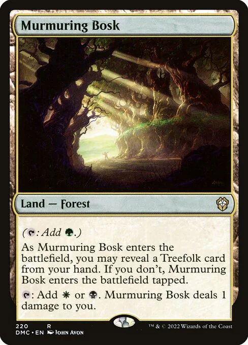Murmuring Bosk, carta Magic di tipo Land — Forest illustrata da John Avon