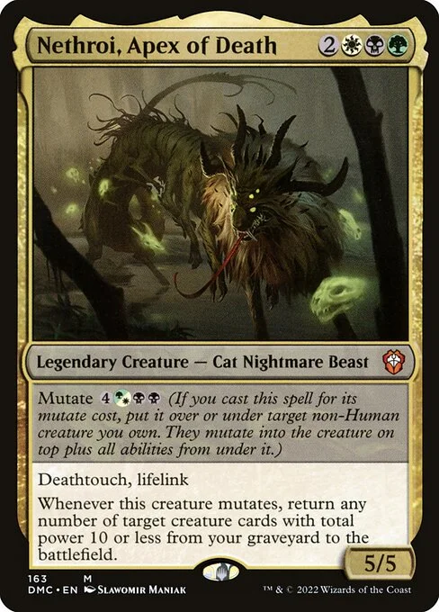 Nethroi, Apex of Death, carta Magic di tipo Legendary Creature — Cat Nightmare Beast illustrata da Slawomir Maniak
